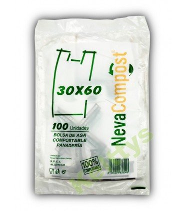 BOLSA CAMISETA PARA PANADERIA 30X60 COMPOSTABLE (100 Unidades)