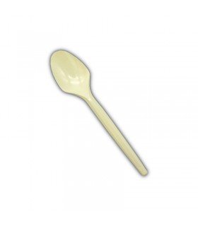 CUCHARILLA DE PLÁSTICO REUTILIZABLE COLOR CREMA 12,5CM