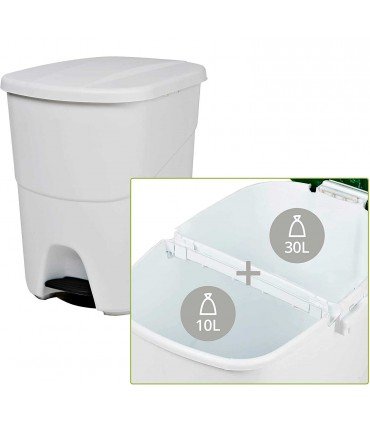 Papelera con pedal con compartimento interior divisible de 40 litros