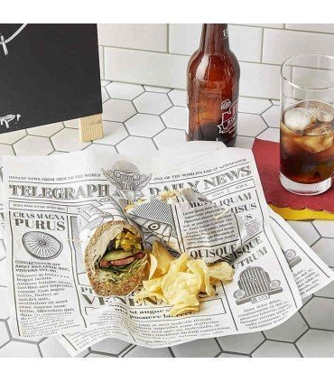 PAPEL ANTIGRASA PARA ENVOLVER ALIMENTOS DECO. PRENSA 15X30 (1000 UND)