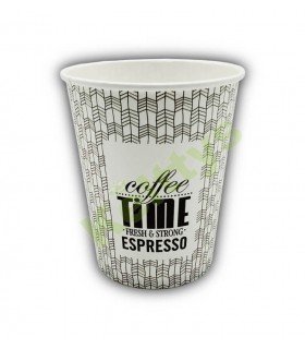 VASO DE CARTÓN 8OZ BLANCO ESTILO "COFFEE TIME" (280CC)