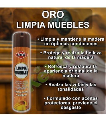 ORO Limpiador de muebles spray. Limpia, protege y abrillanta.