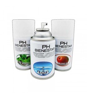 Ambientadores PH Bienestar 250ml. Para uso manual o mediante dispensador de aerosol ambiental.