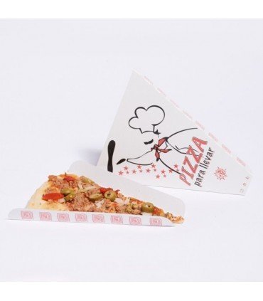 Triángulo cuña porción para pizza cartón blanco diseño genérico (500 Unidades)