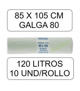 BOLSA DE BASURA GRANDE BLANCA 120 LITROS (85cm x 105cm)