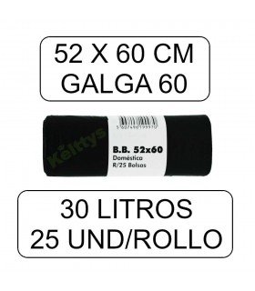 BOLSA DE BASURA PEQUEÑA NEGRA 30 LITROS (52cm x 60cm)