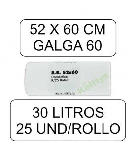 BOLSA DE BASURA PEQUEÑA BLANCA 30 LITROS (52cm x 60cm)