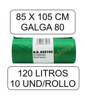 BOLSA DE BASURA GRANDE VERDE 120 LITROS (85cm x 105cm)