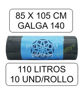 BOLSA DE BASURA GRANDE GRIS 110 LITROS (85cm x 104cm)