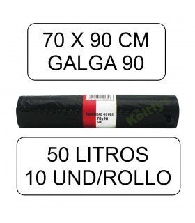 BOLSA DE BASURA MEDIANA NEGRA 50 LITROS (70cm x 80cm)