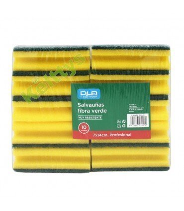 ESTROPAJO SALVAUÑAS CON FIBRA VERDE PROFESIONAL (10 UND)