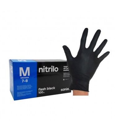 GUANTES DE NITRILO NEGRO SIN POLVO (100 UND)