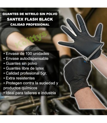 GUANTES DE NITRILO NEGRO SIN POLVO (100 UND)