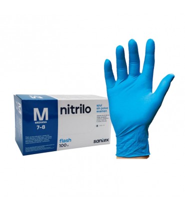 GUANTES DE NITRILO SIN POLVO (100 UND)