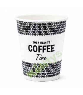 VASO DE CARTÓN 7OZ ESTILO "COFFEE TIME" (200CC)